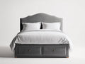 Letto matrimoniale - Velluto - 218x171x122 cm - Grigio - Classico contemporaneo