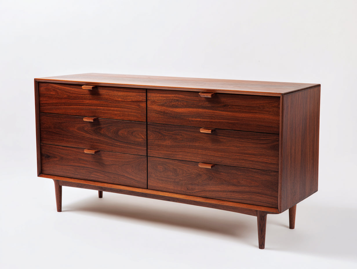 Cassettiera - Legno - 160 x 47 x 88 cm - Marrone mogano - Mid-century moderno