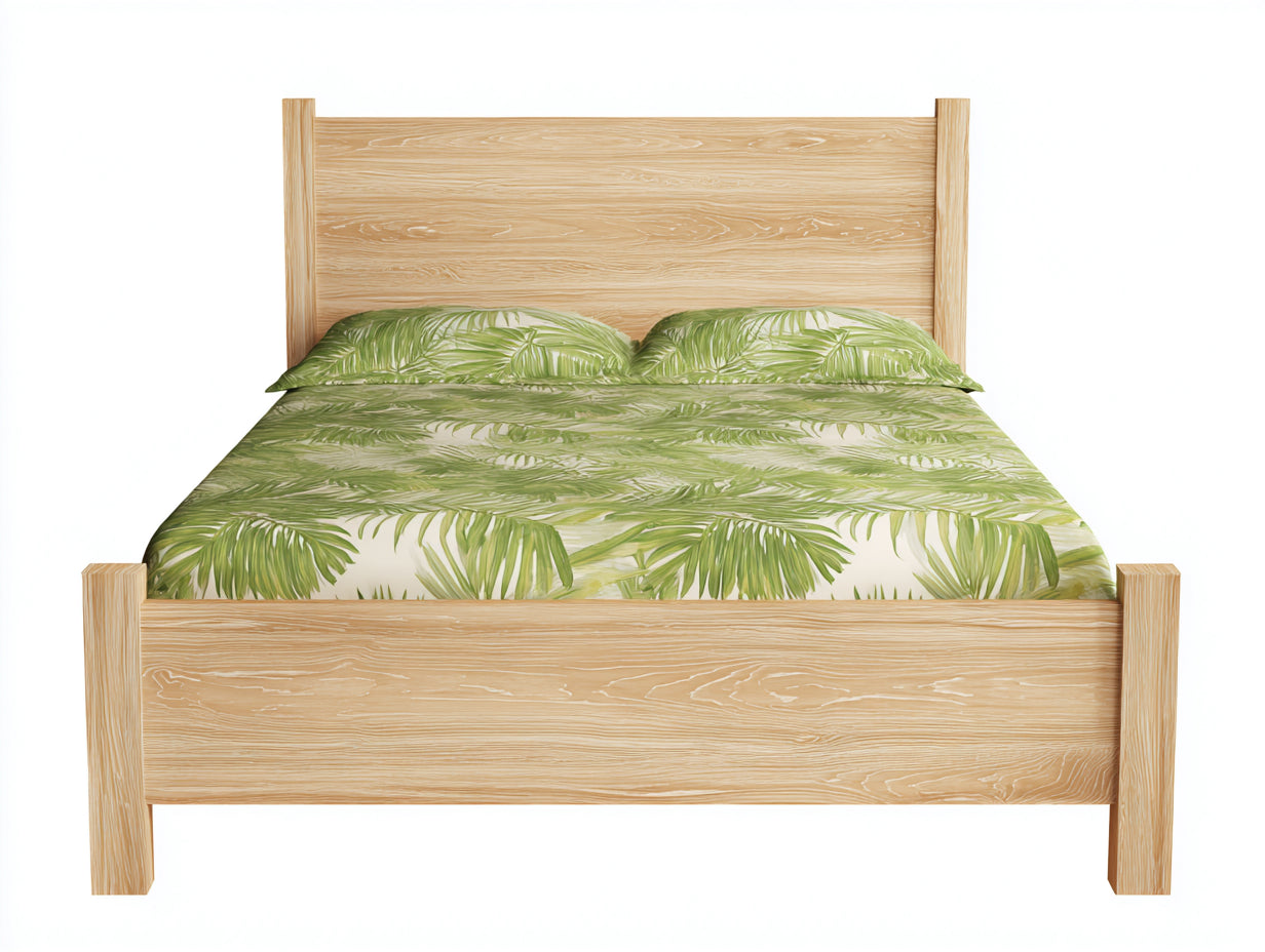 Letto matrimoniale - Legno massello - 217x178x126 cm - Rovere chiaro - Scandinavo naturale