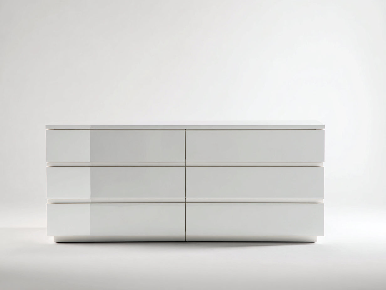 Cassettiera - Legno - 154 x 46 x 80 cm - Bianco opaco - Minimalista moderno