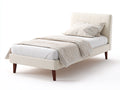 Letto singolo-Tessuto-Legno-210x104x106 cm-Avorio-Marrone scuro-Stile moderno