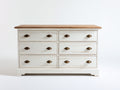 Cassettiera - Legno - 150 x 45 x 84 cm - Bianco anticato-Marrone miele - Shabby chic