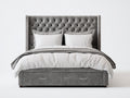 Letto matrimoniale - Velluto - 224x180x148 cm - Grigio - Classico elegante