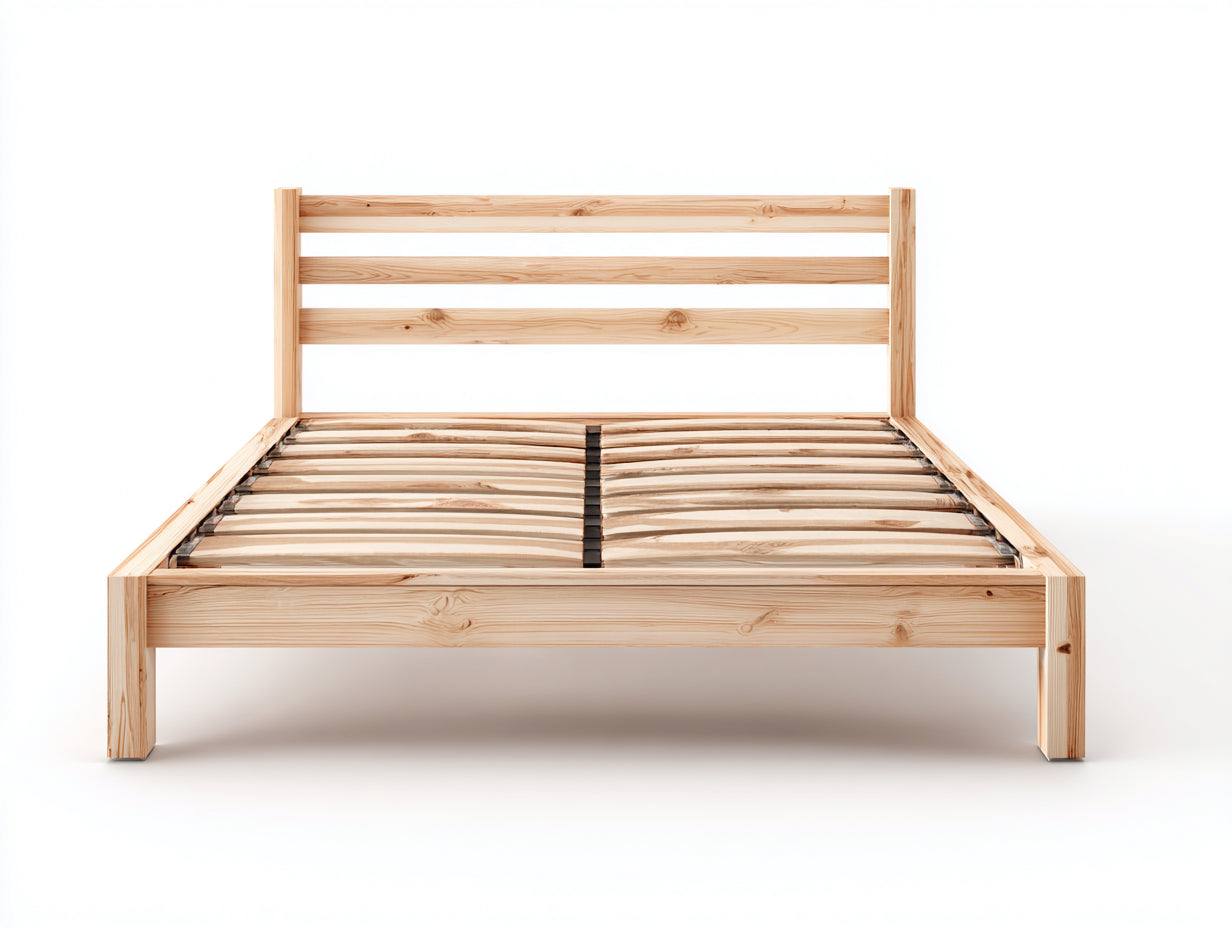 Letto matrimoniale - Legno di pino - 210x168x105 cm - Naturale - Rustico minimalista