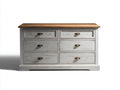 Cassettiera - Legno - 145 x 48 x 85 cm - Bianco anticato-Marrone - Rustico