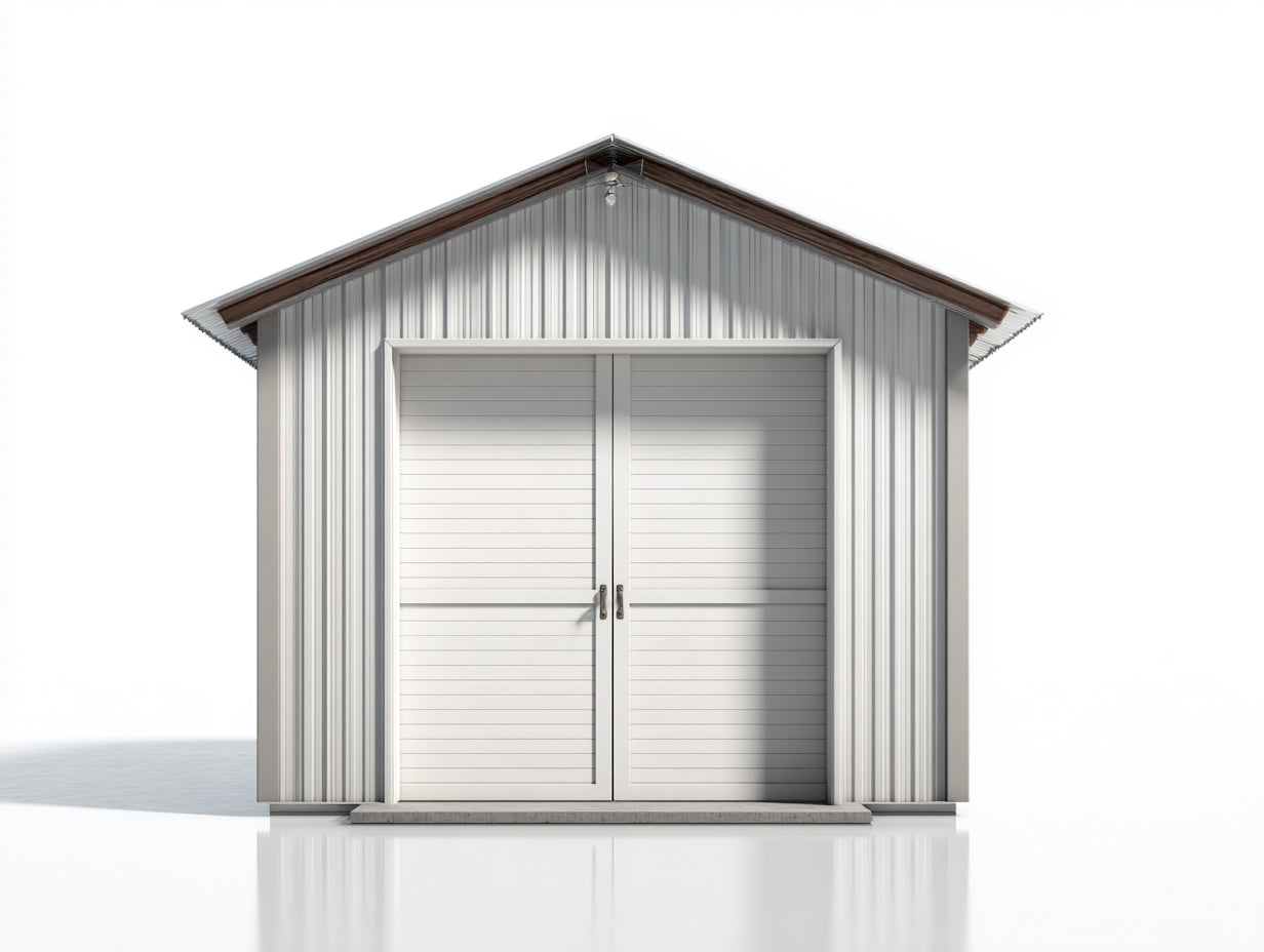 Casetta da giardino-Metallo-320x260x240 cm-Bianco-Grigio-Stile moderno
