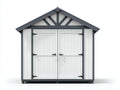 Casetta da giardino-Legno-205x154x221 cm-Bianco-Grigio antracite-Stile rustico con doppia porta e tetto a due falde