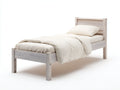 Letto singolo-Legno-208x101x105 cm-Bianco decapato-Stile rustico nordico