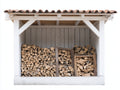 Portalegna - Legno - 205 x 85 x 190 cm - Bianco-Terracotta-Legno naturale - Rustico