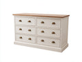 Cassettiera - Legno - 152 x 46 x 86 cm - Bianco crema-Marrone naturale - Country classico
