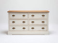 Cassettiera - Legno - 158 x 48 x 88 cm - Bianco anticato-Marrone naturale - Cottage classico