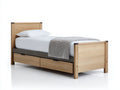 Letto singolo-Legno-Tessuto-211x103x107 cm-Rovere chiaro-Grigio tortora-Nero-Stile moderno industriale