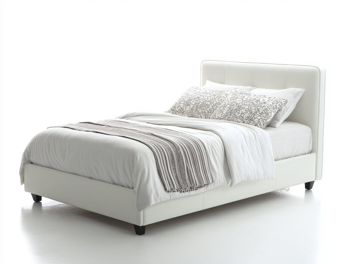 Letto singolo-Similpelle-216x108x112 cm-Bianco-Nero-Stile moderno