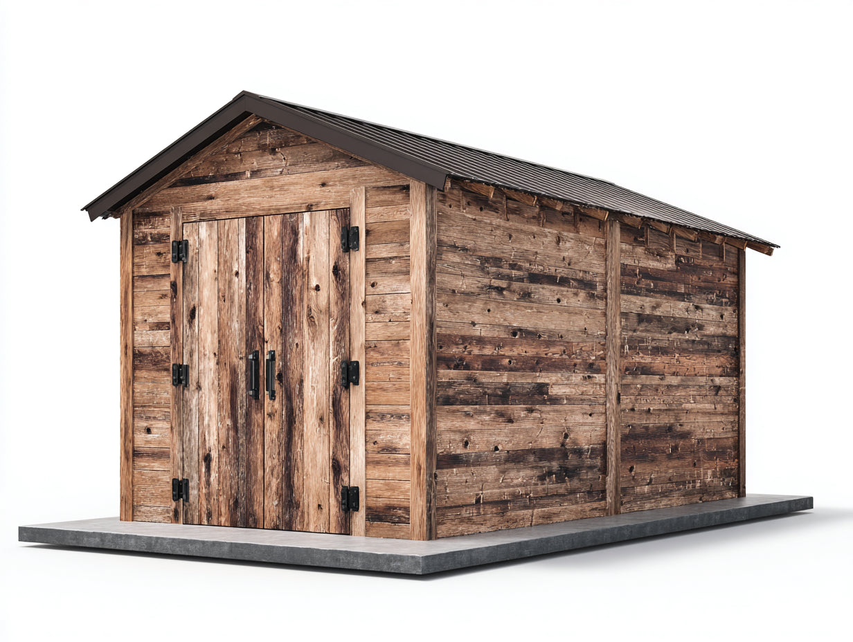 Casetta da giardino-Legno-268x198x224 cm-Marrone naturale-Marrone scuro-Nero-Grigio-Stile tradizionale con doppia porta e rivestimento orizzontale